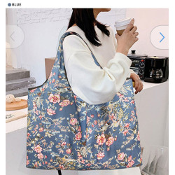 에코백 빅사이즈 숄더 장바구니 - 플라워 블루