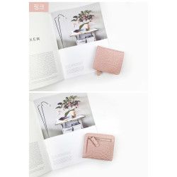 리얼소가죽 카드지갑,반지갑,동전지갑- 인디핑크 pink