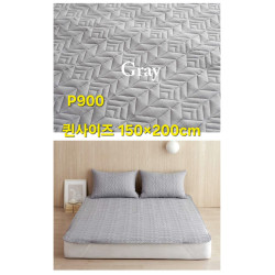 헤링본 항균 누빔 침대패드 Q - Grey