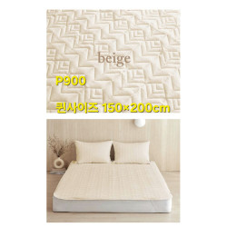 헤링본 항균 누빔 침대패드 Q - Beige